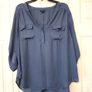 TORRID ; SLATE BLUE BLOUSE